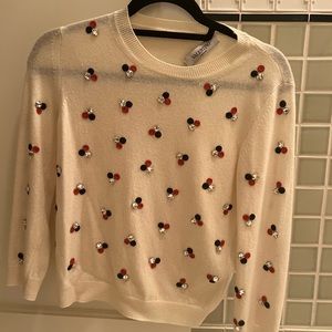 Cream Valentino embellished sweater